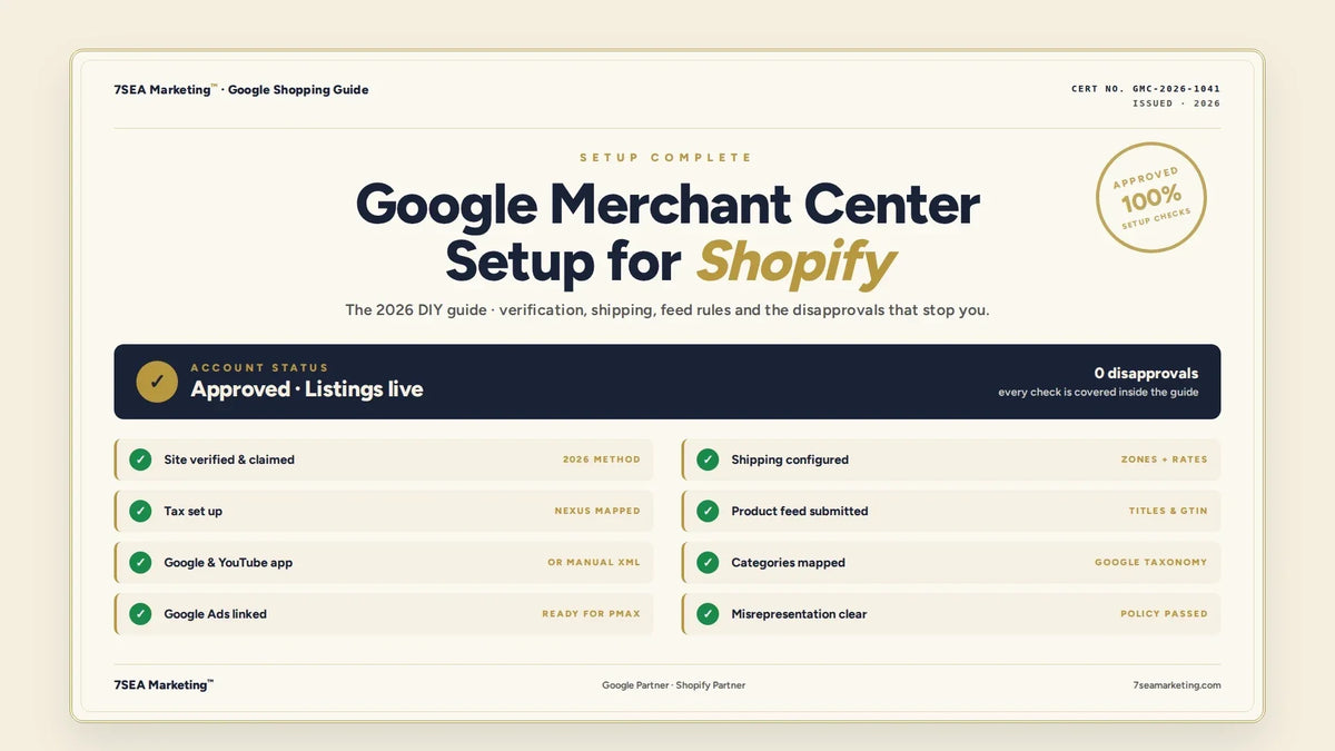 Google Merchant Center Setup for Shopify (2026 Guide)