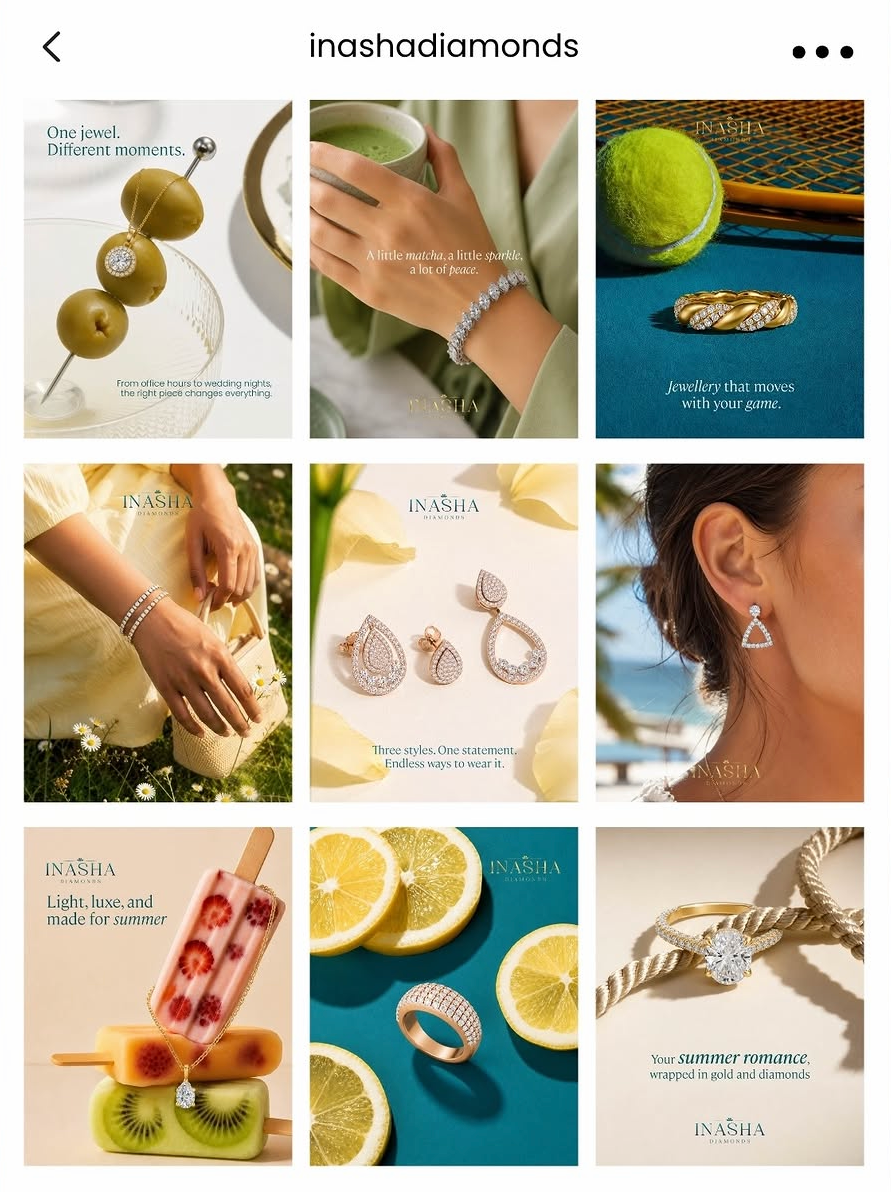 Inasha Diamonds fine jewellery Instagram content by 7SEA Marketing